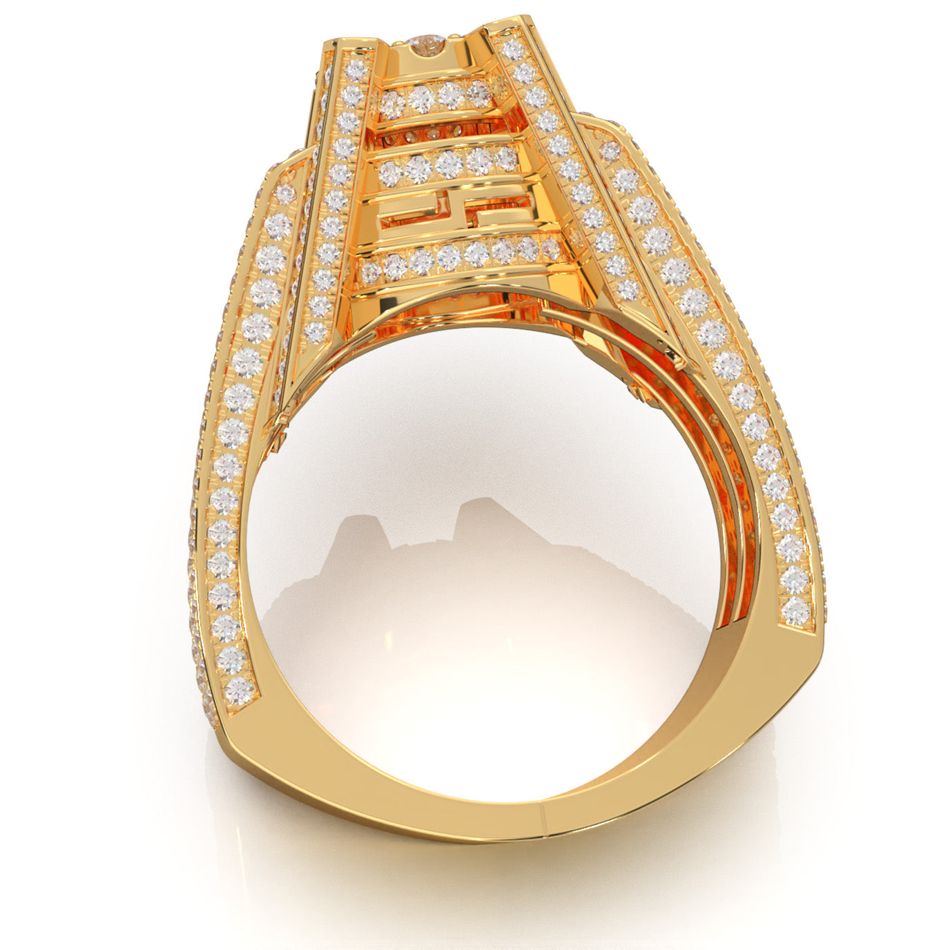 3.90 ct Lab Grown Diamond Large Cluster Mens Ring in 14k Yellow Gold