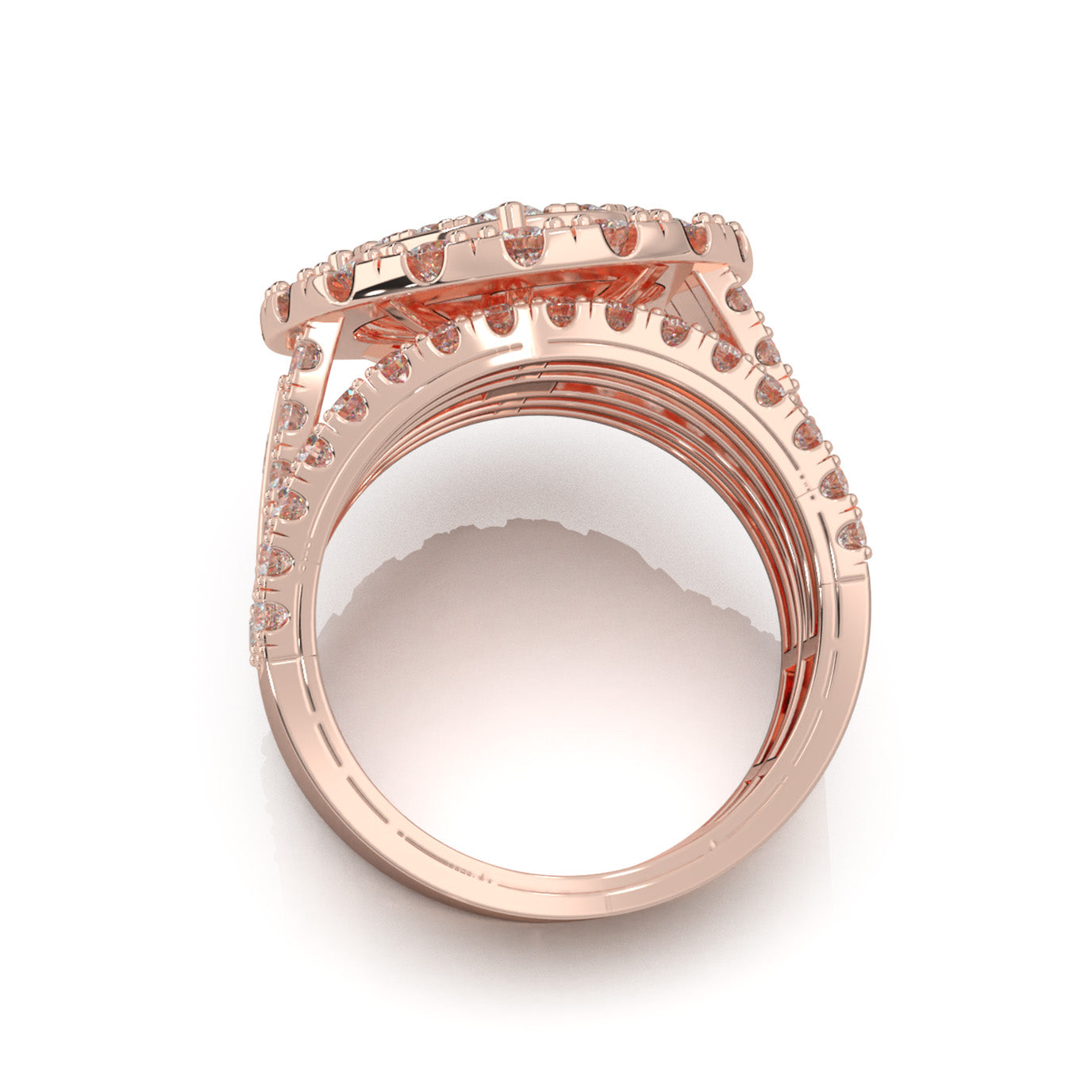 4.50 ct Natural Diamond Round Statement Mens Cluster Halo Mens Ring in 14k Rose Gold