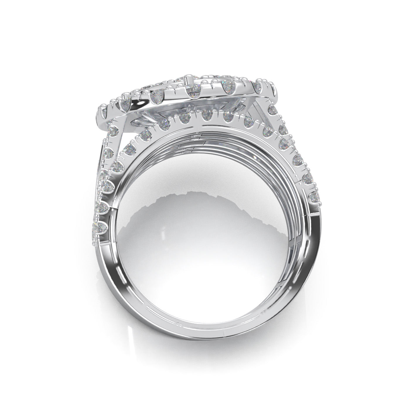 4.50 ct Moissanite Round Statement Mens Cluster Halo Mens Ring in 14k White Gold
