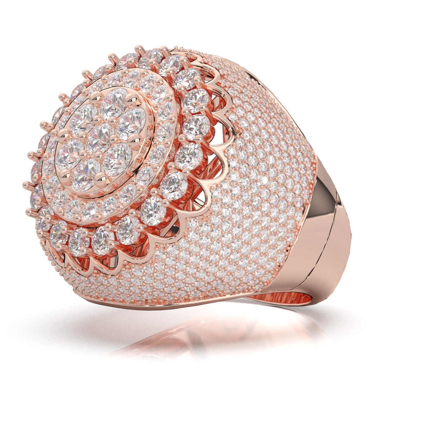 4.90 ct Moissanite Statement Mens Rings in 14k Rose Gold