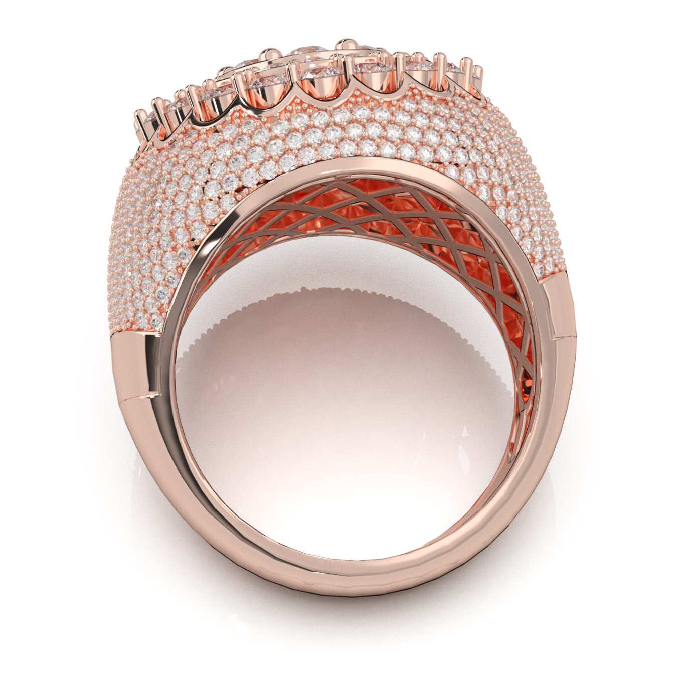 4.90 ct Lab Grown Diamond Statement Mens Rings in 14k Rose Gold