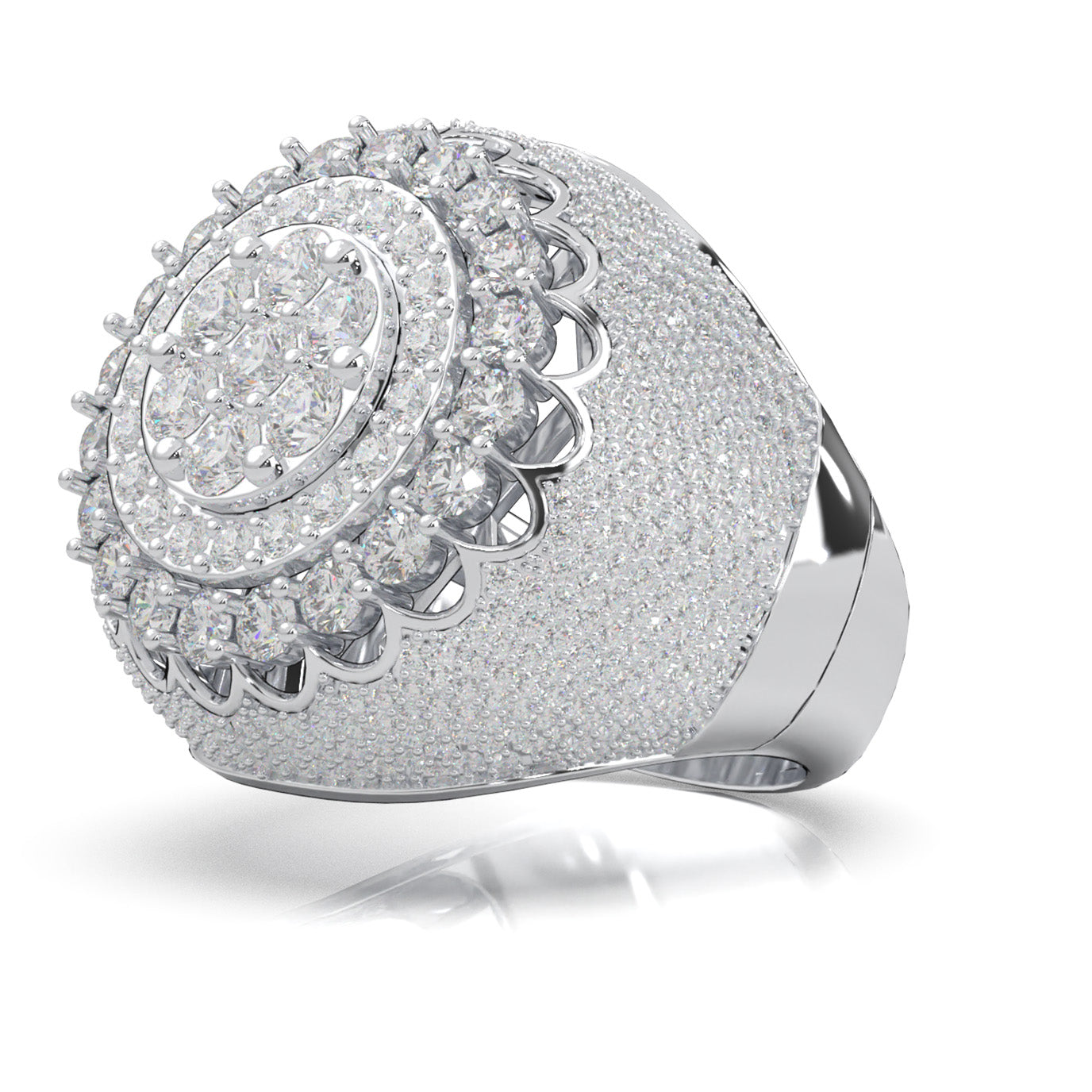4.90 ct Moissanite Statement Mens Rings in 10k White Gold
