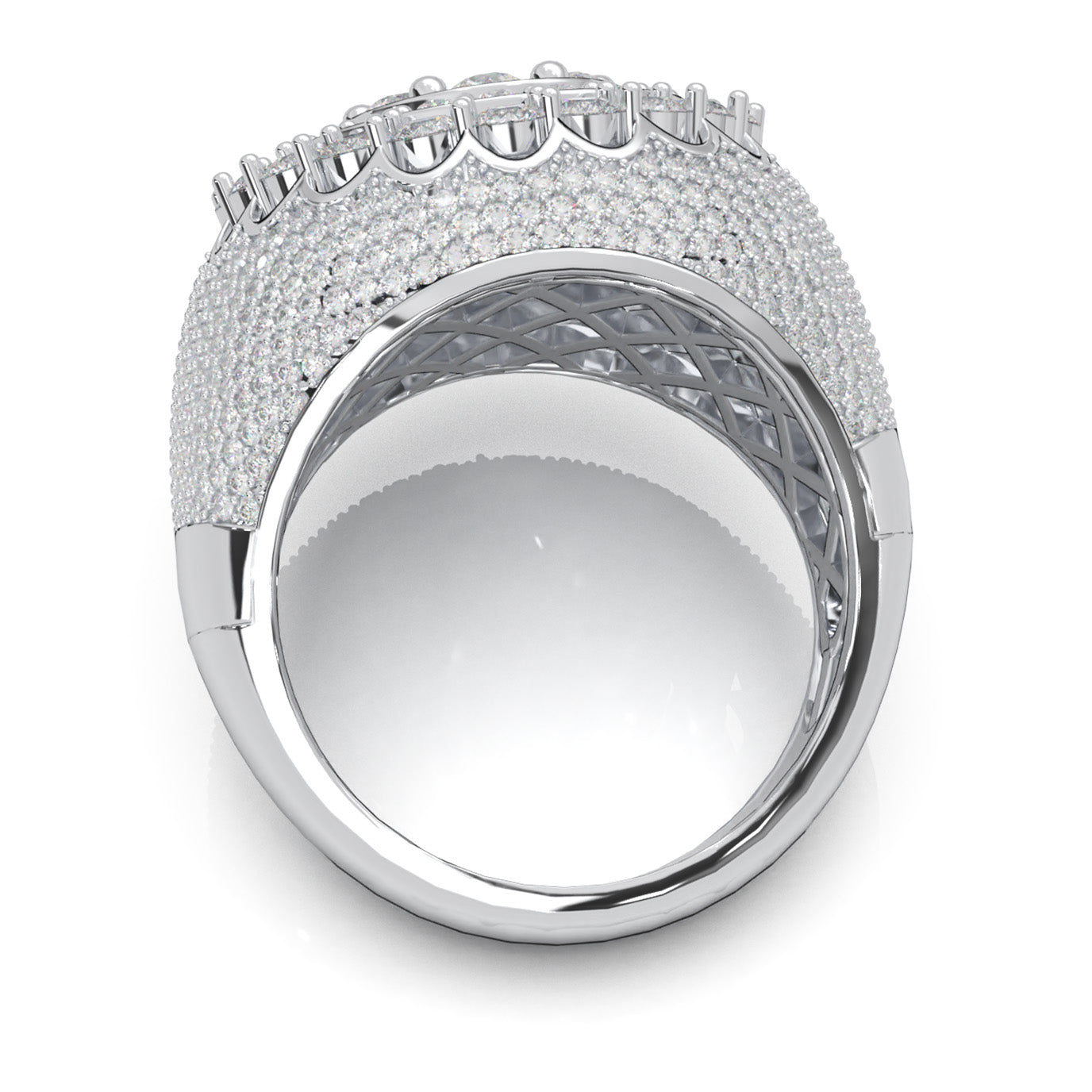 4.90 ct Moissanite Statement Mens Rings in 10k White Gold