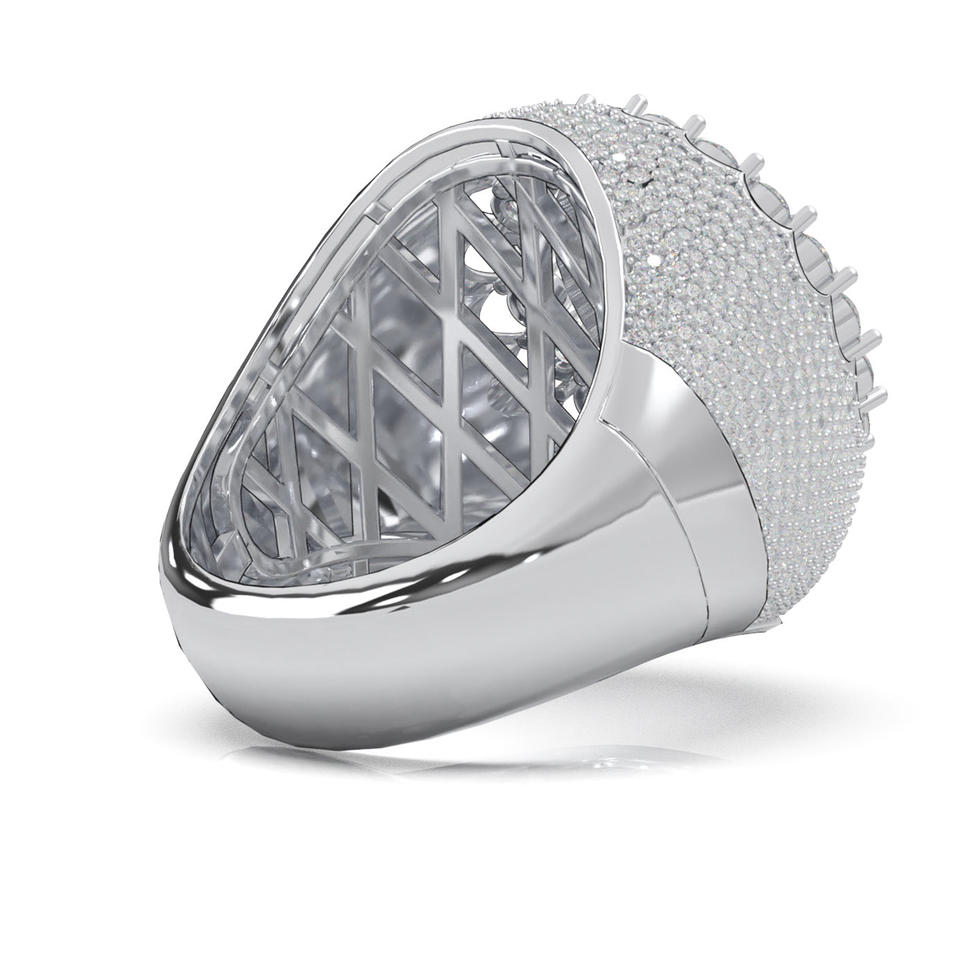 4.90 ct Lab Grown Diamond Statement Mens Rings in 14k White Gold