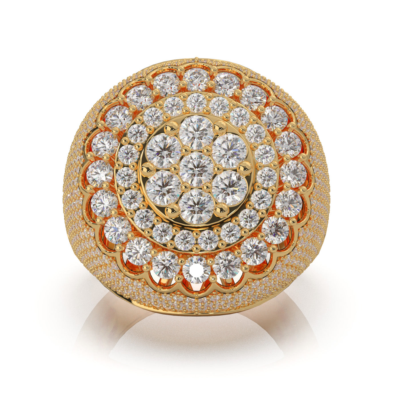4.90 ct Lab Grown Diamond Statement Mens Rings in 14k Yellow Gold