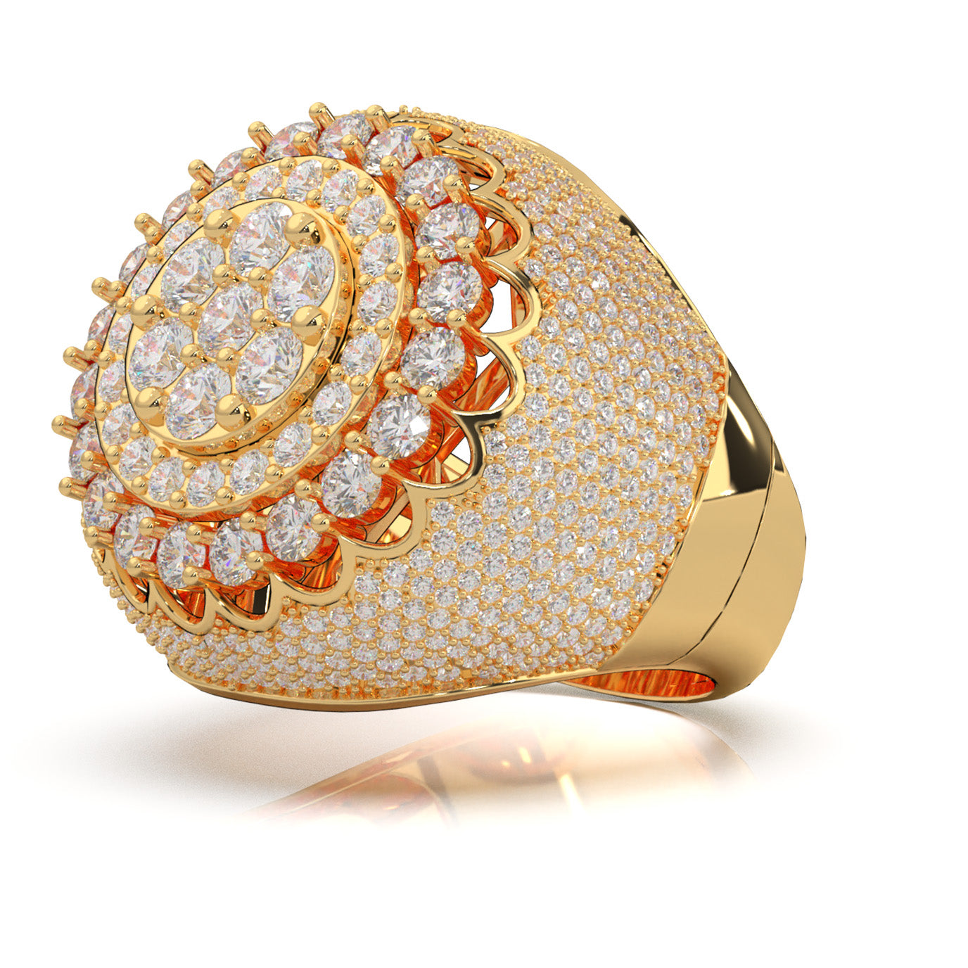 4.90 ct Lab Grown Diamond Statement Mens Rings in 14k Yellow Gold