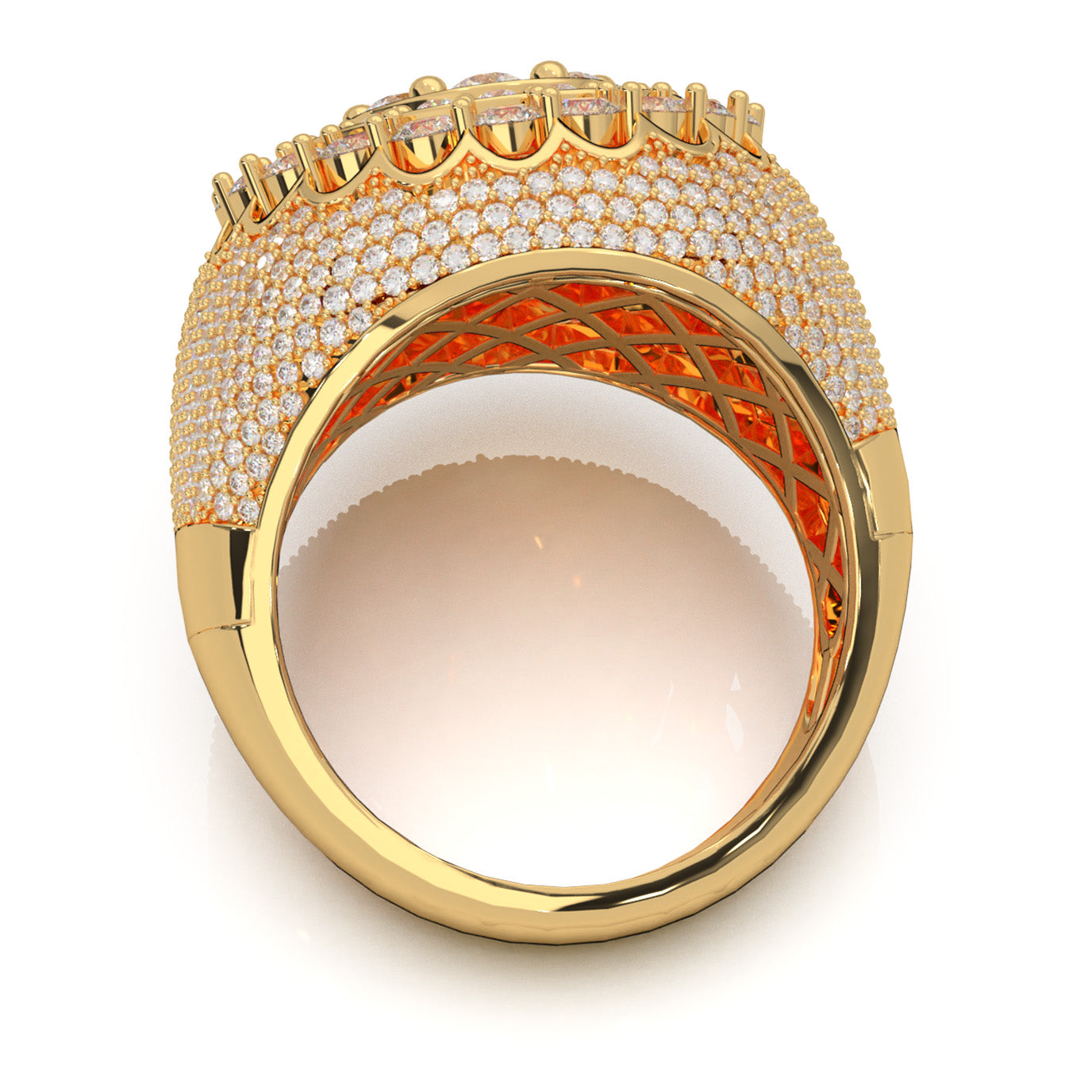4.90 ct Lab Grown Diamond Statement Mens Rings in 14k Yellow Gold