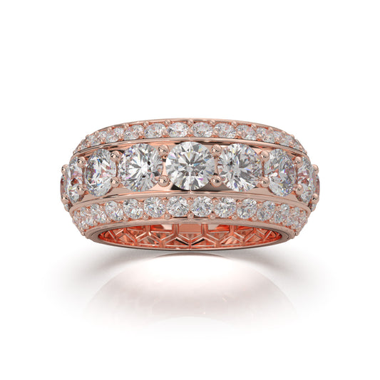 6.50 ct Moissanite Wedding Bands in 14k Rose Gold