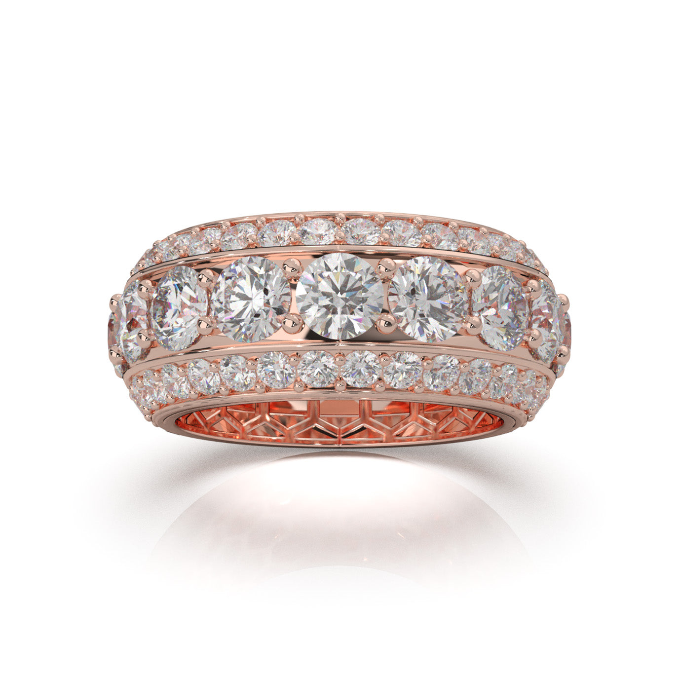 6.50 ct Natural Diamond Wedding Bands in 10k Rose Gold