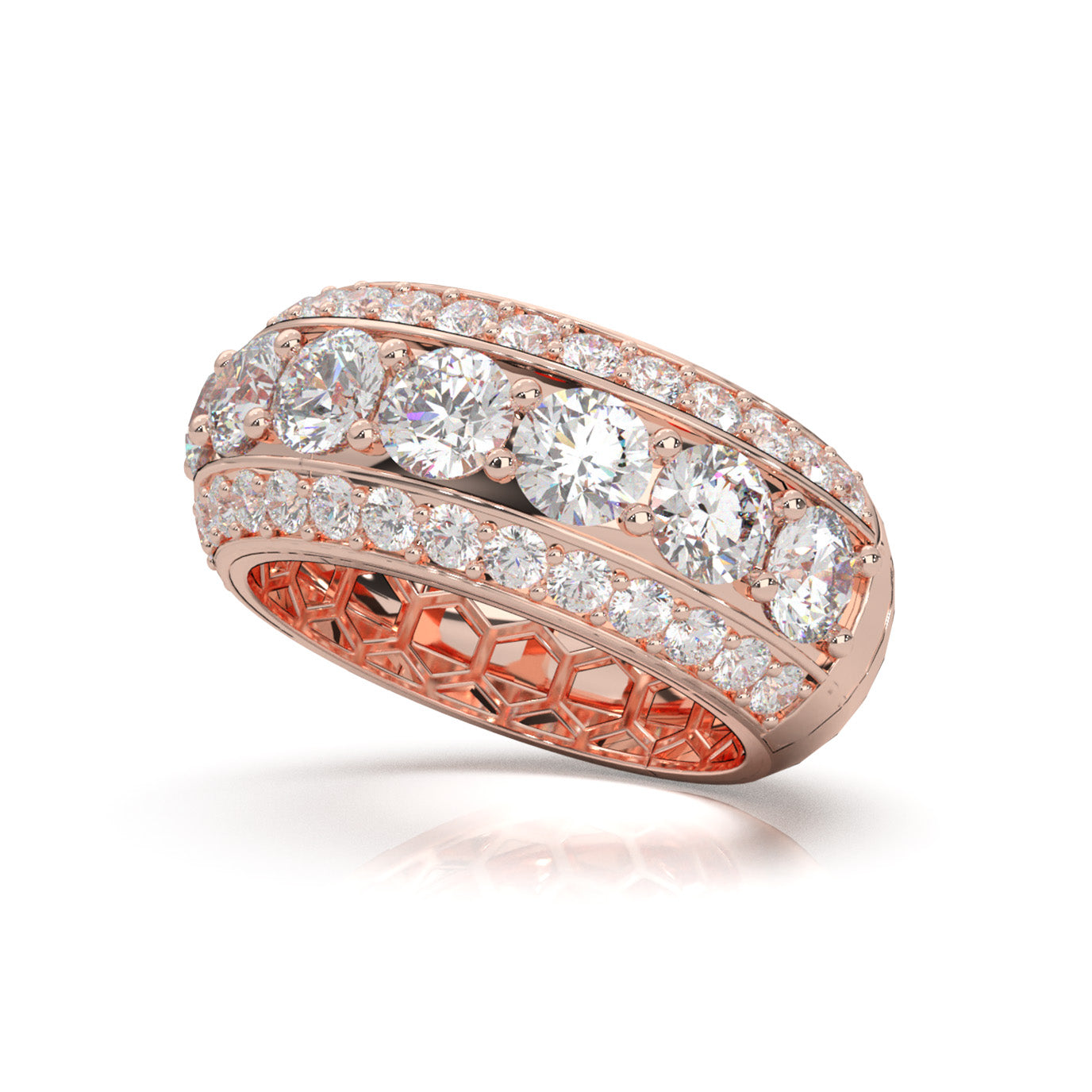 6.50 ct Natural Diamond Wedding Bands in 10k Rose Gold