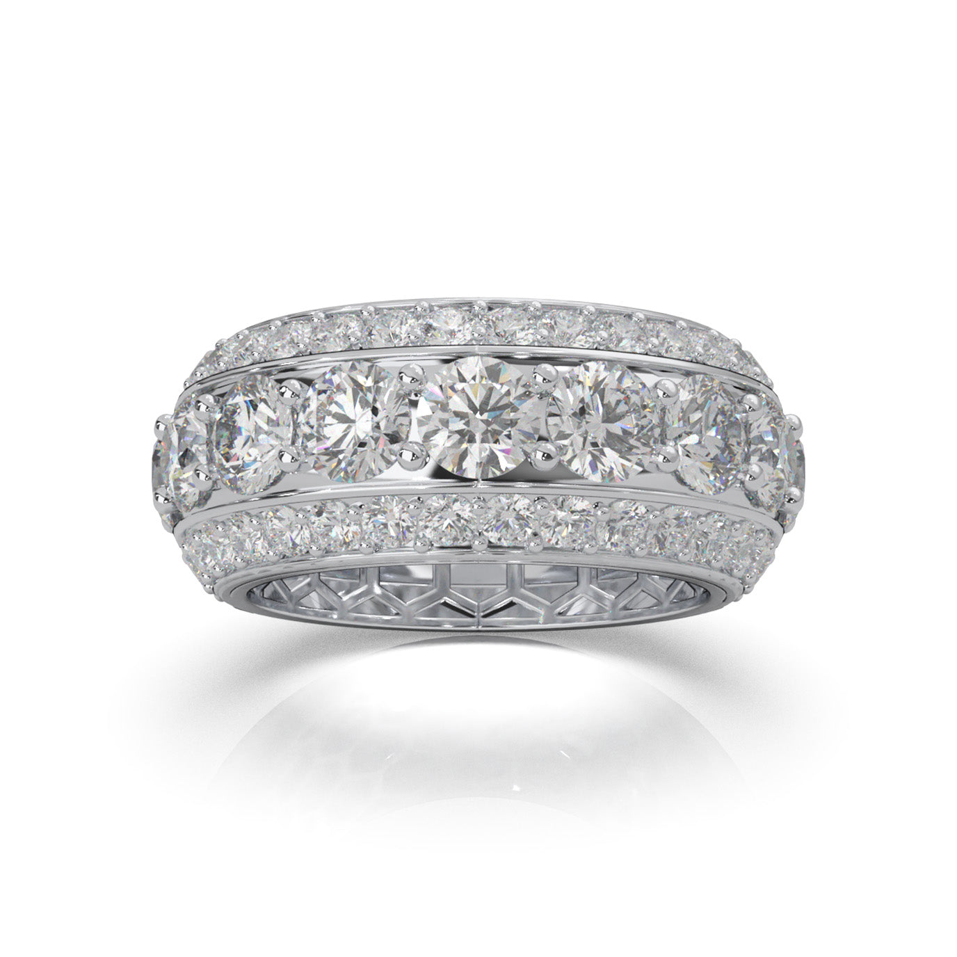 6.50 ct Natural Diamond Wedding Bands in 14k White Gold