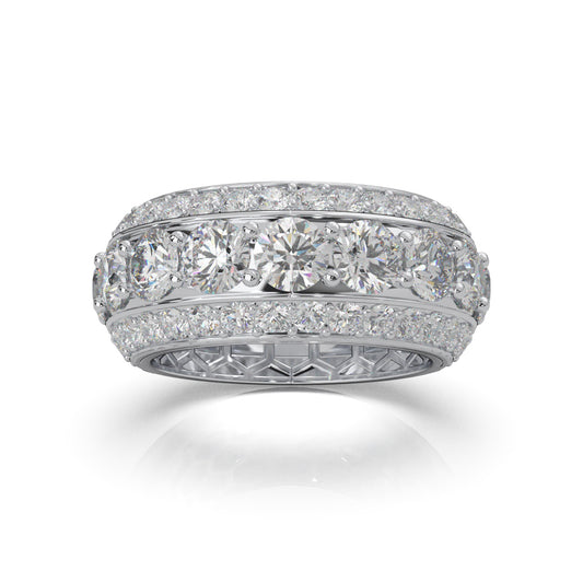 6.50 ct Natural Diamond Wedding Bands in 14k White Gold