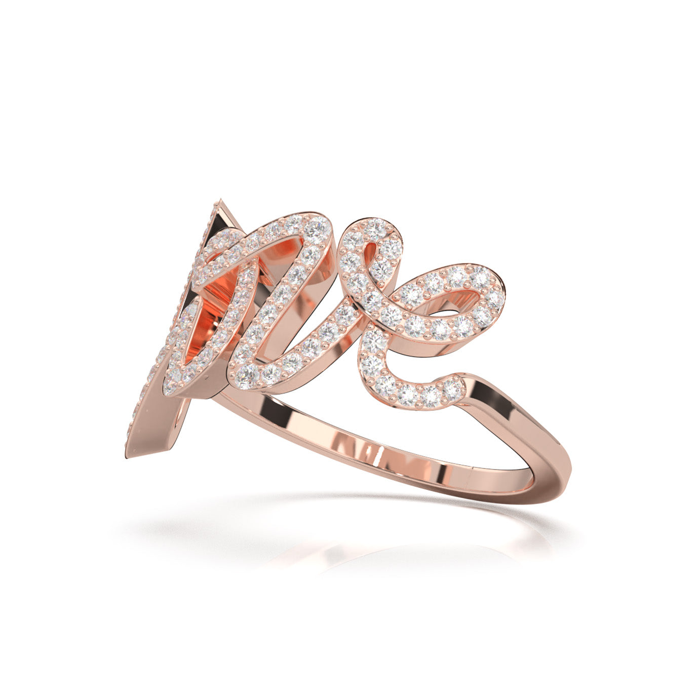 0.45 ct Lab Grown Diamond Initial Rings in 14k Rose Gold