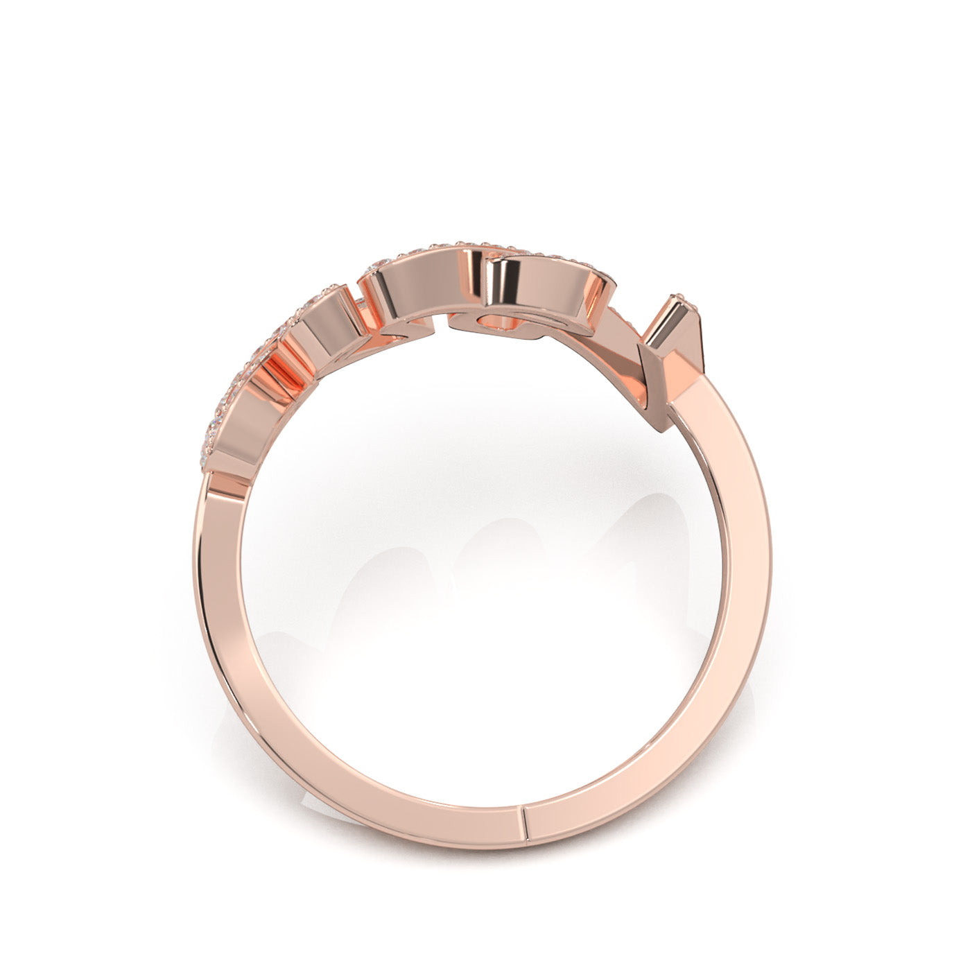 0.45 ct Natural Diamond Initial Rings in 14k Rose Gold