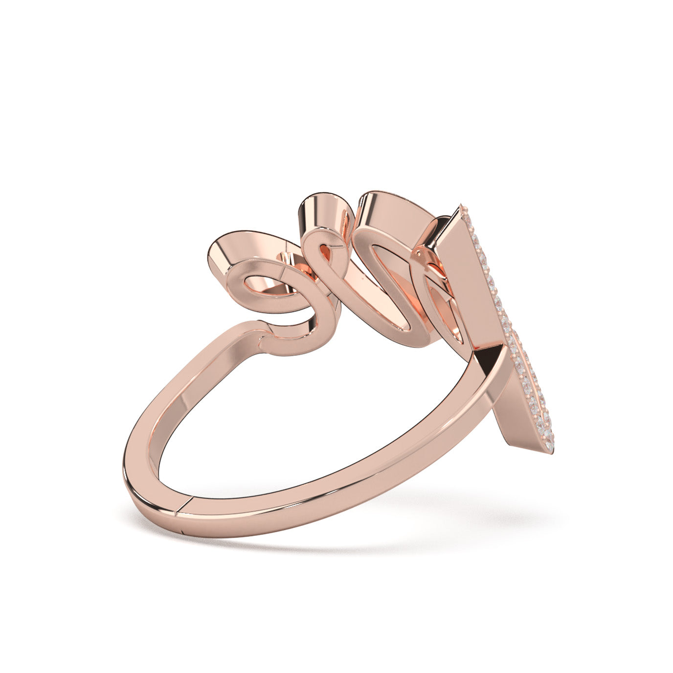 0.45 ct Moissanite Initial Rings in 14k Rose Gold