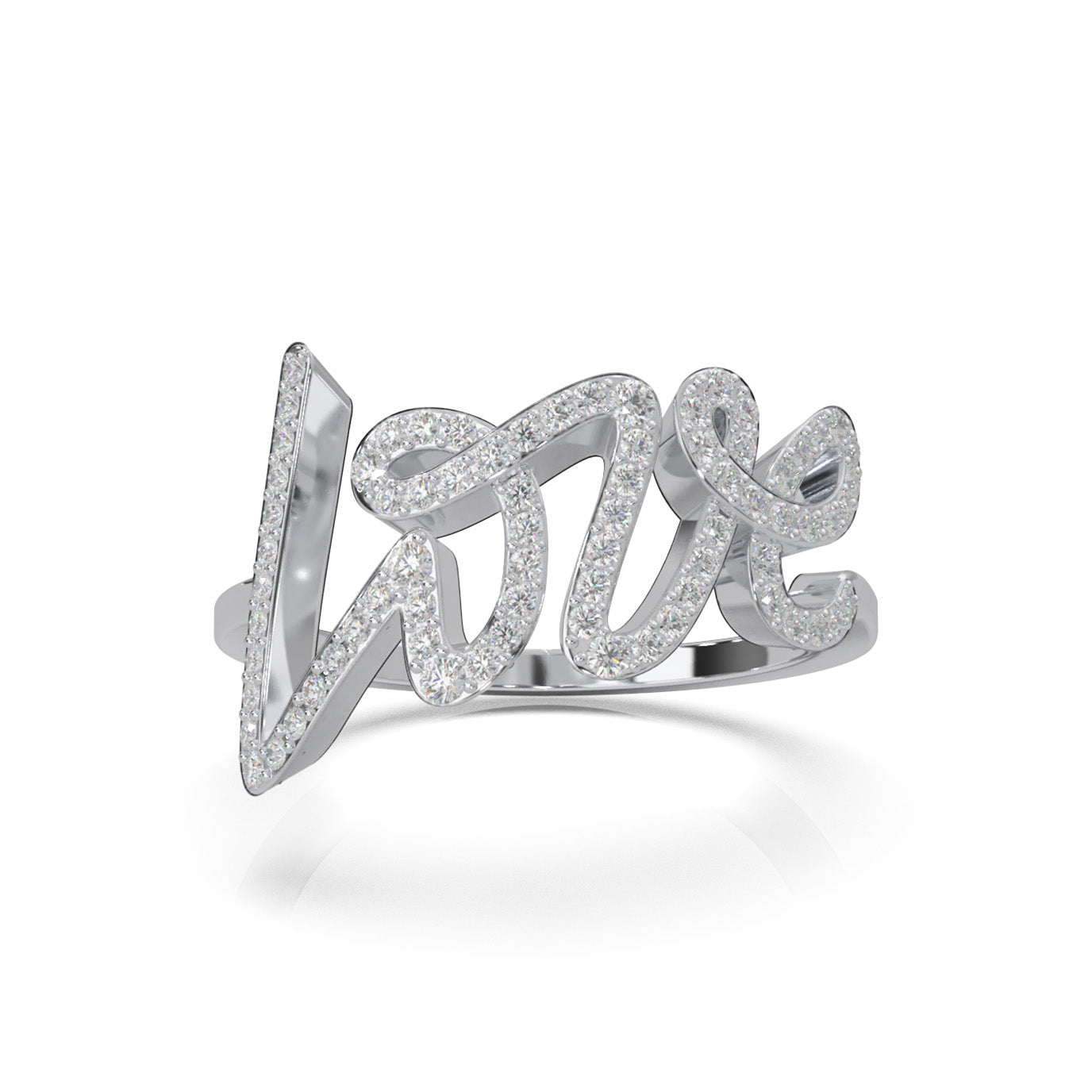 0.45 ct Moissanite Initial Rings in 10k White Gold