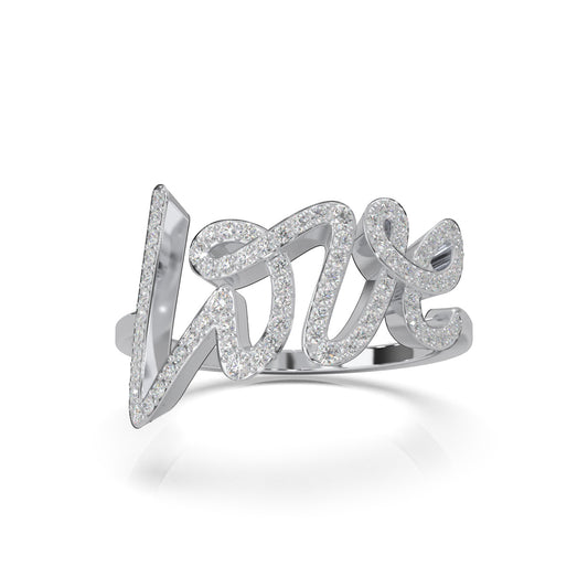 0.45 ct Lab Grown Diamond Initial Rings in 14k White Gold