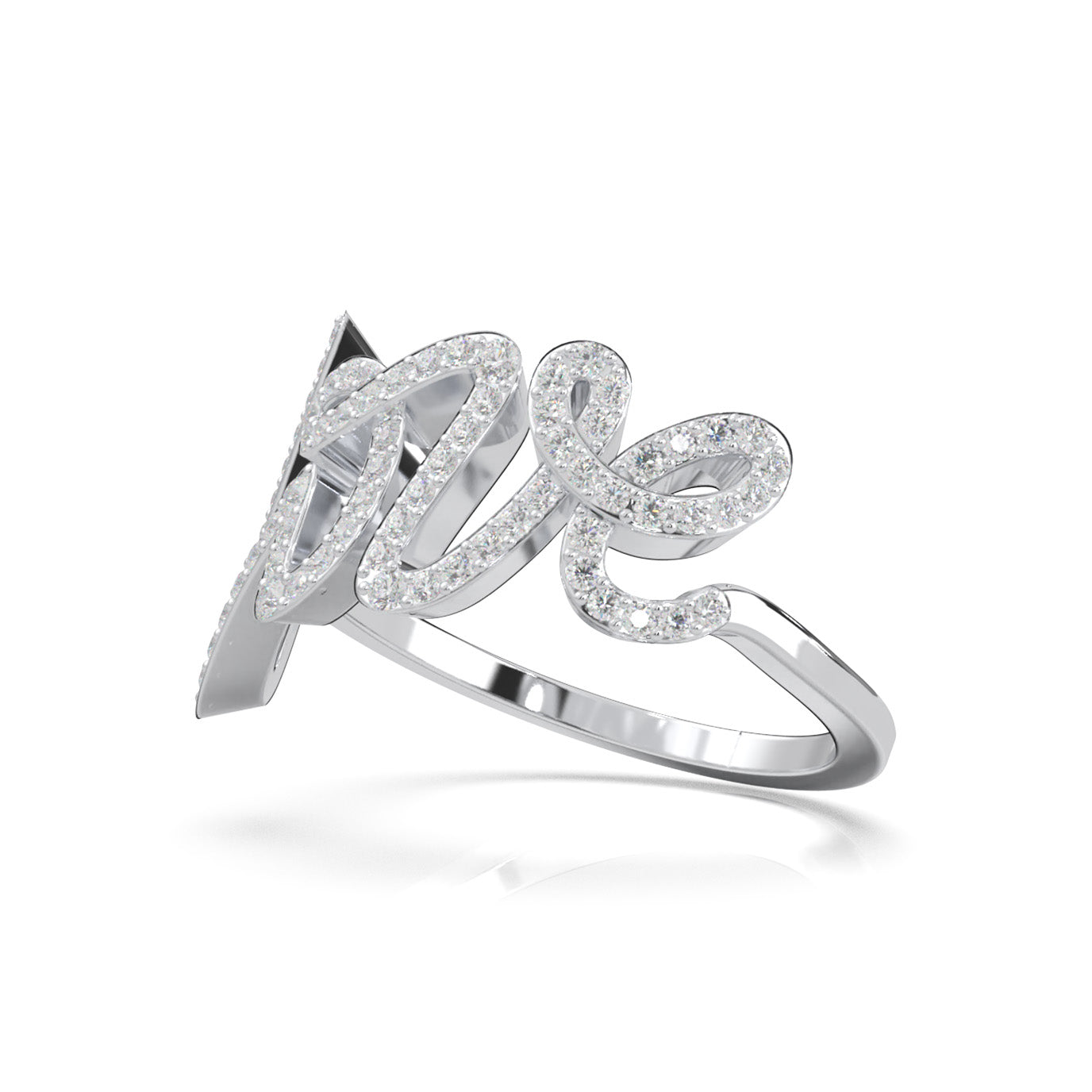 0.45 ct Natural Diamond Initial Rings in 14k White Gold