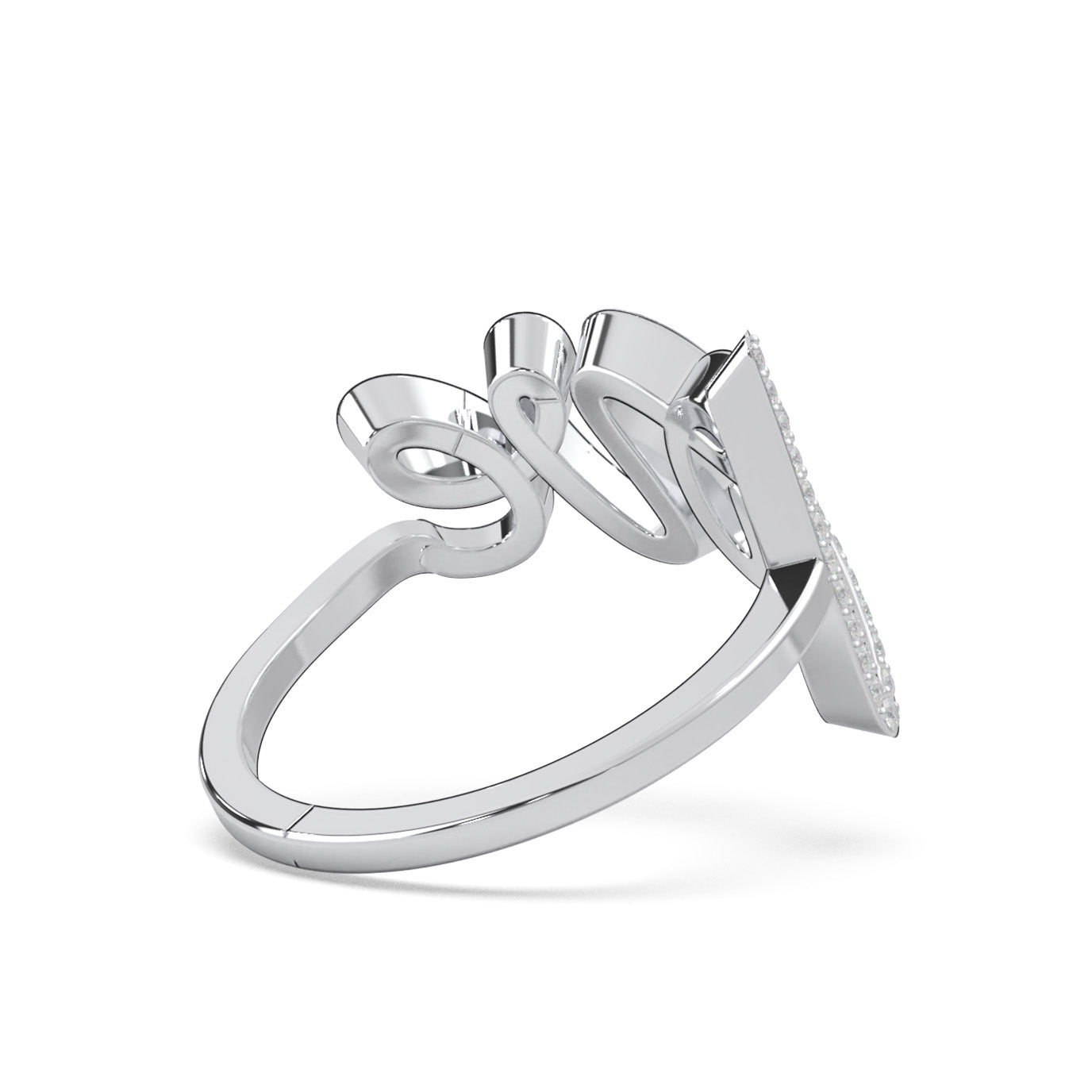 0.45 ct Natural Diamond Initial Rings in 14k White Gold