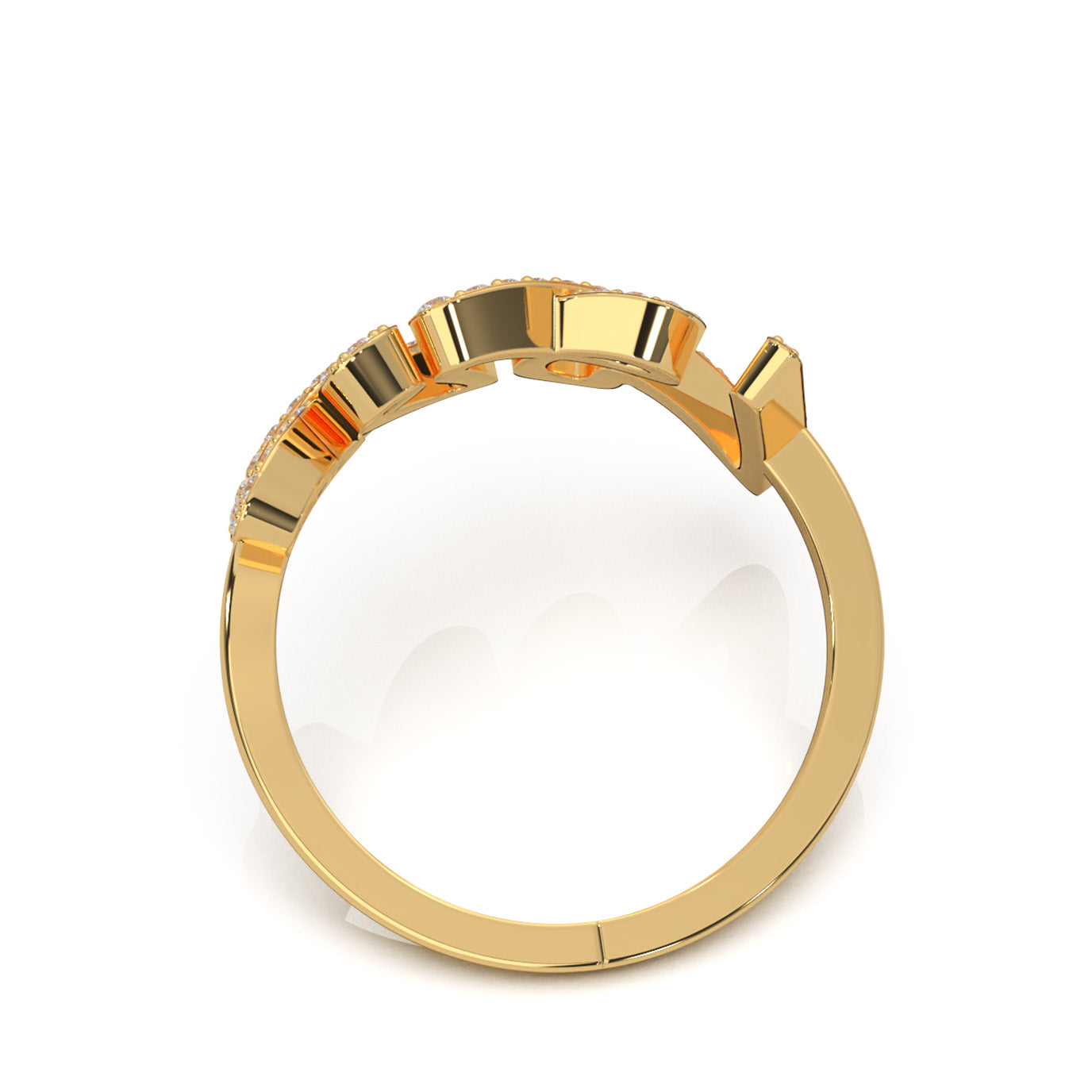 0.45 ct Lab Grown Diamond Initial Rings in 14k Yellow Gold