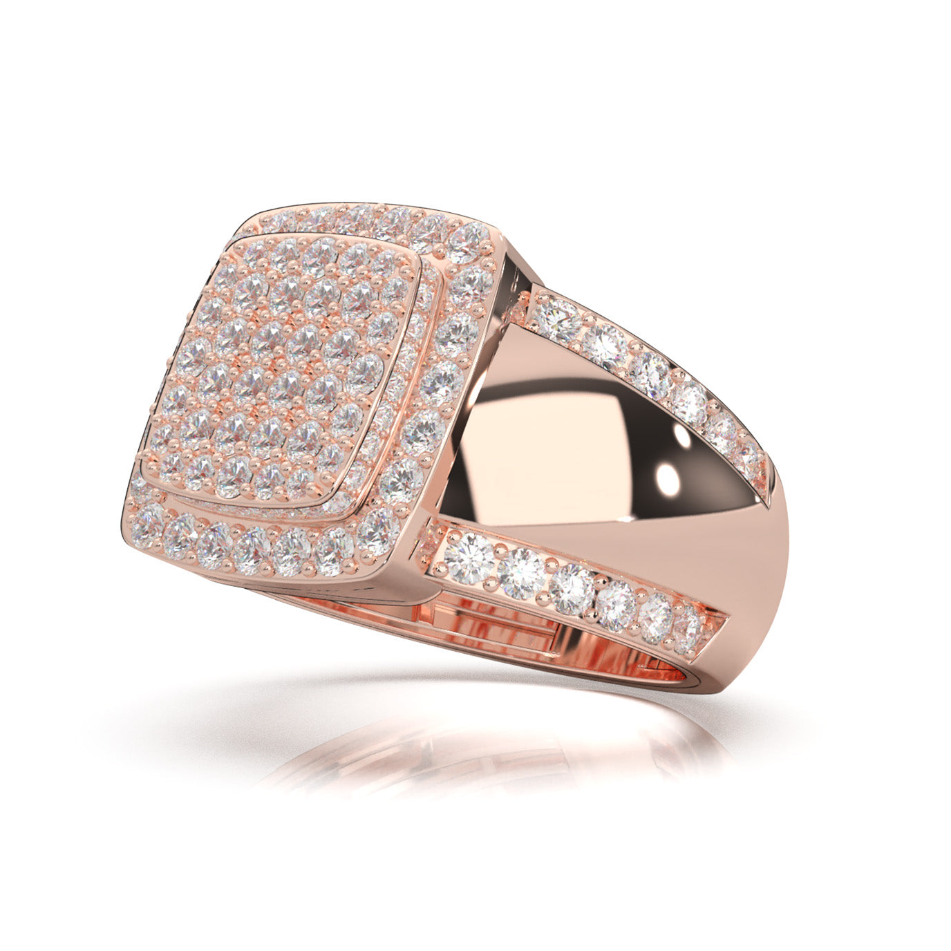 2.50 ct Moissanite Mens Rings in 10k Rose Gold