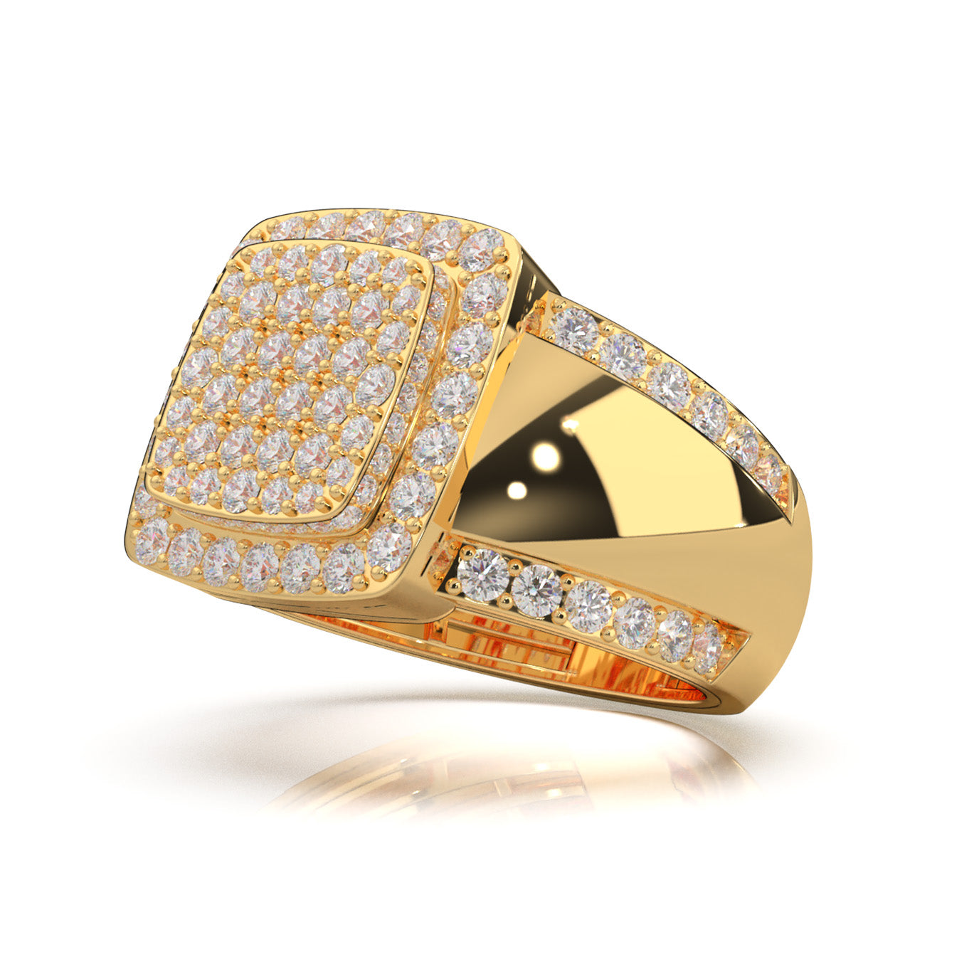 2.50 ct Moissanite Mens Rings in 14k Yellow Gold