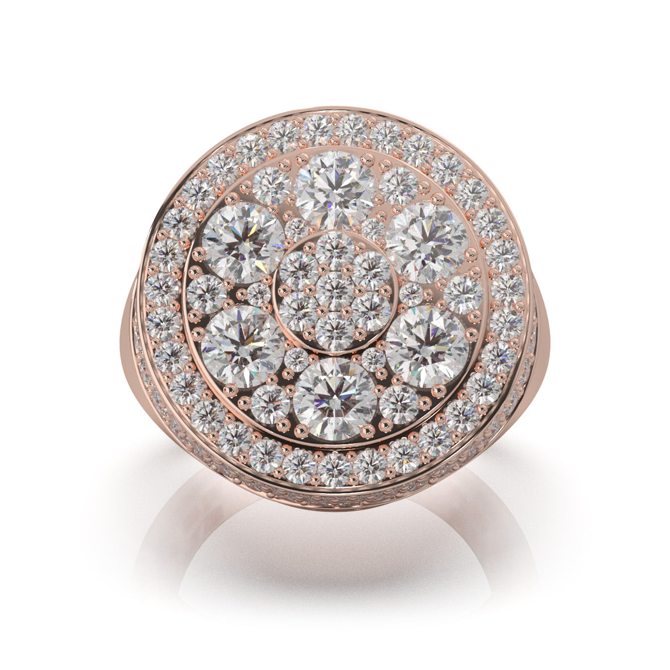 6.50 ct Natural Diamond Statement Mens Rings in 10k Rose Gold