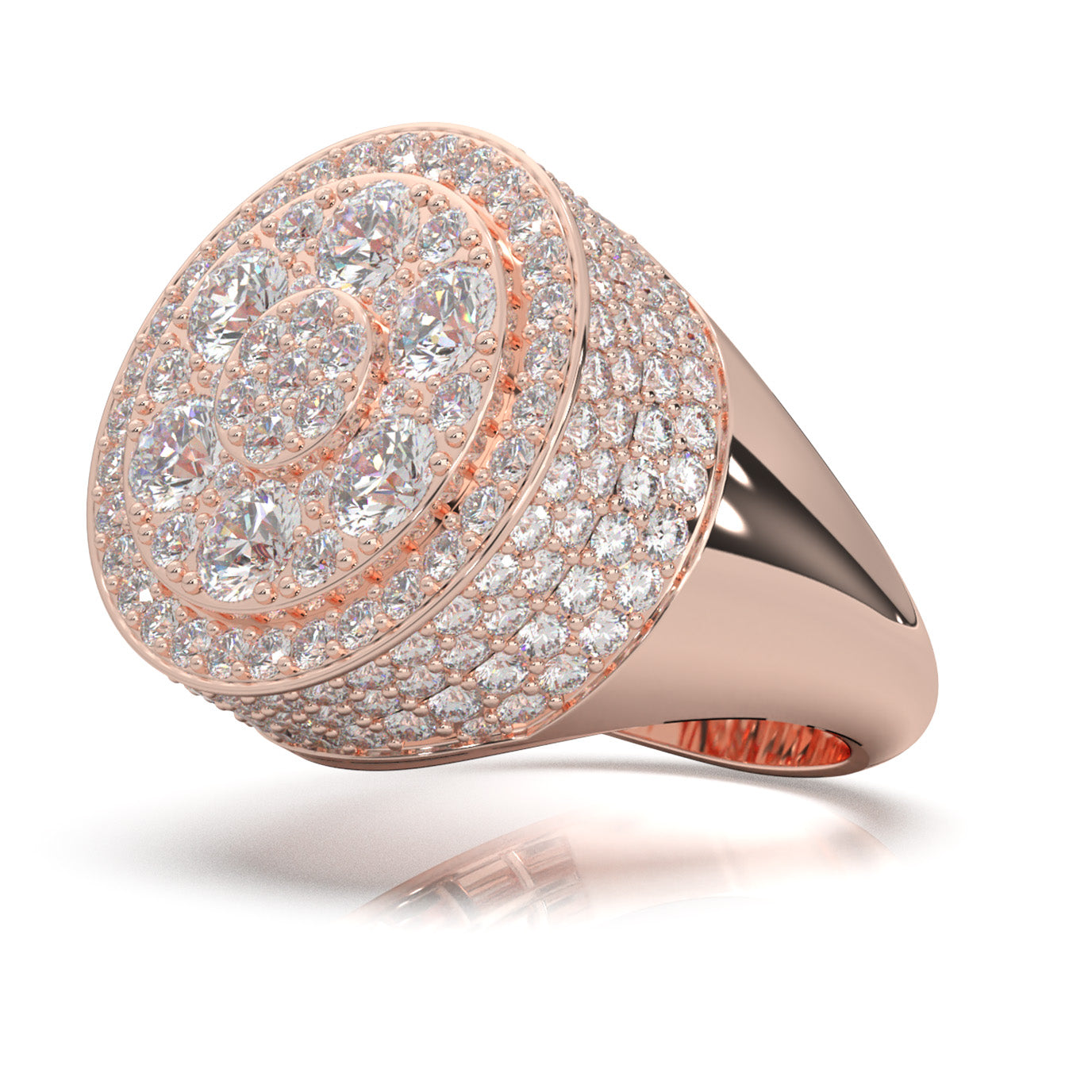 6.50 ct Moissanite Statement Mens Rings in 10k Rose Gold