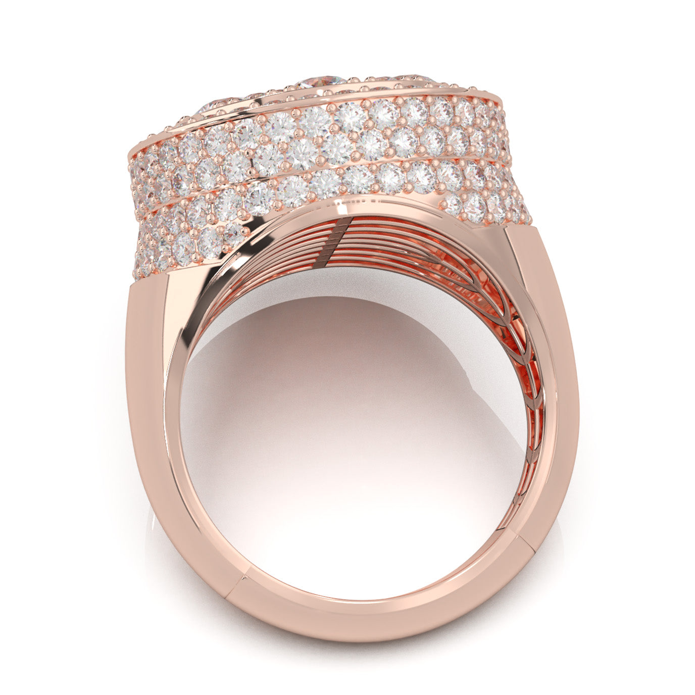 6.50 ct Lab Grown Diamond Statement Mens Rings in 14k Rose Gold