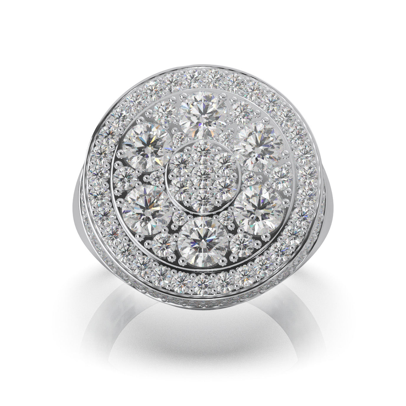 6.50 ct Natural Diamond Statement Mens Rings in 10k White Gold