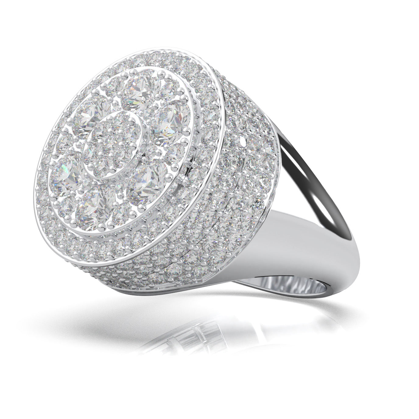 6.50 ct Natural Diamond Statement Mens Rings in 14k White Gold