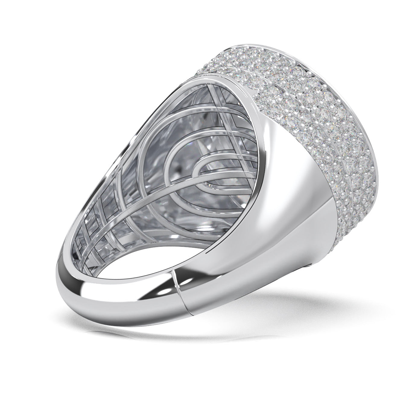 6.50 ct Lab Grown Diamond Statement Mens Rings in 14k White Gold