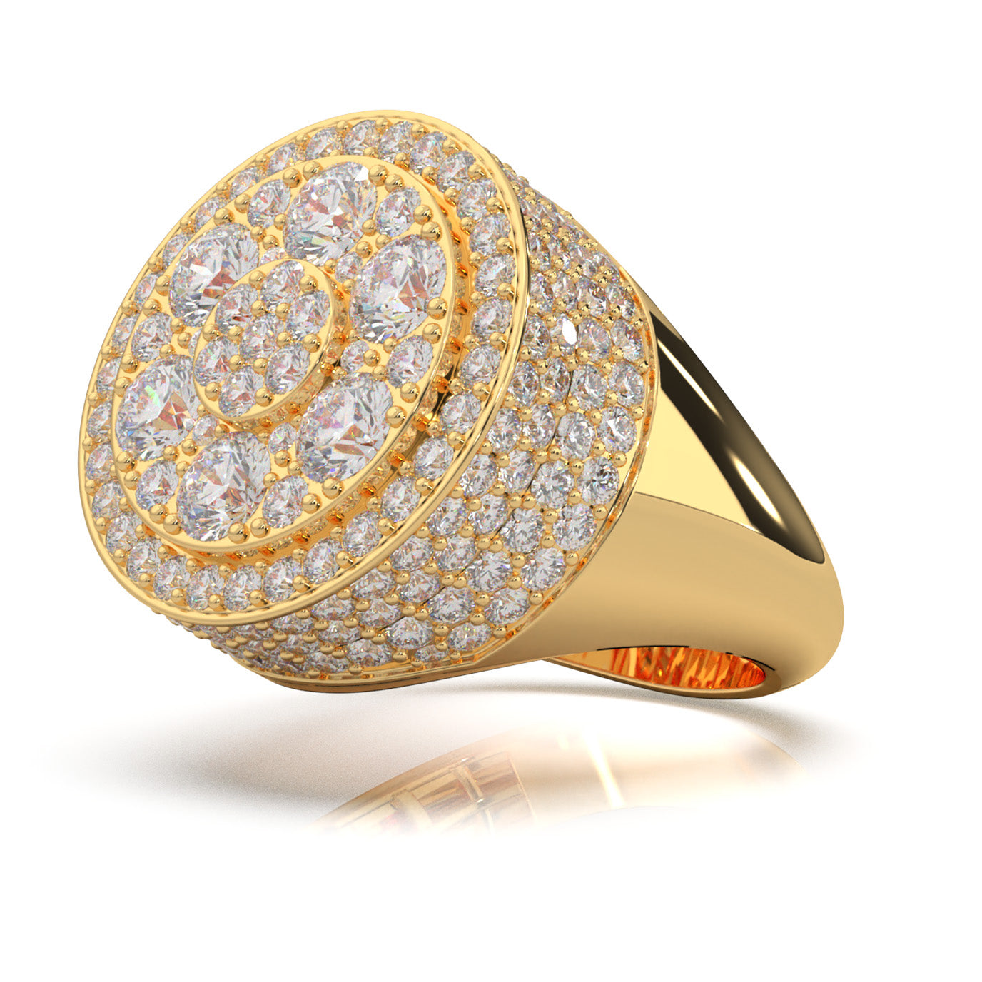 6.50 ct Lab Grown Diamond Statement Mens Rings in 14k Yellow Gold