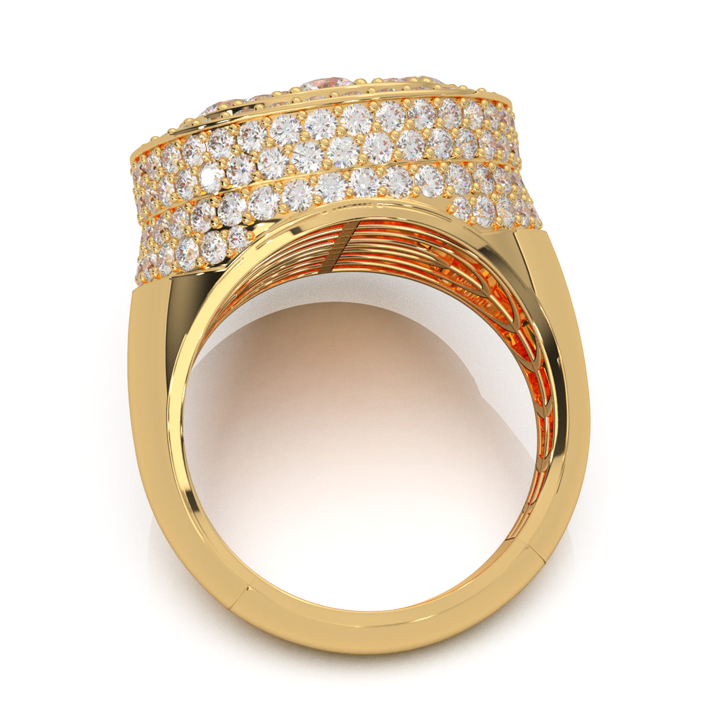 6.50 ct Moissanite Statement Mens Rings in 10k Yellow Gold