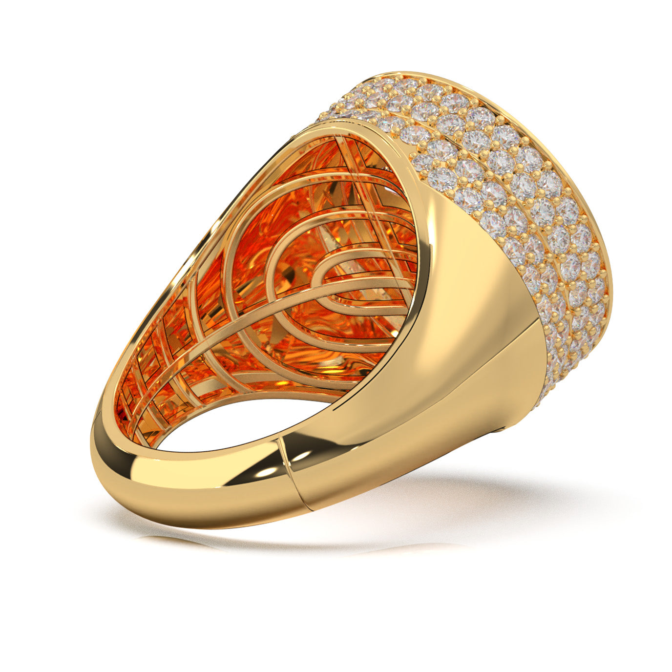 6.50 ct Moissanite Statement Mens Rings in 10k Yellow Gold