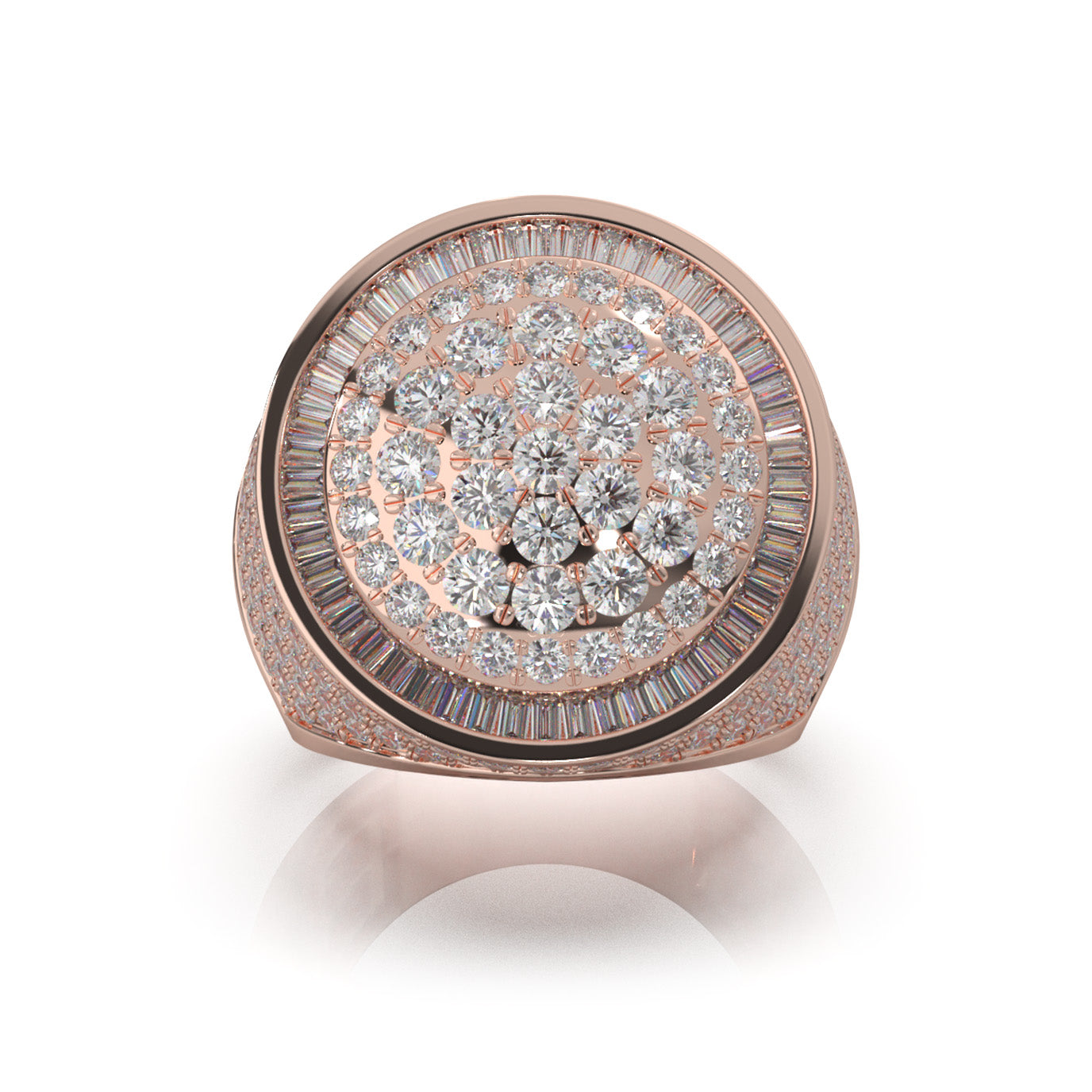 4.80 ct Moissanite Statement Mens Rings in 10k Rose Gold