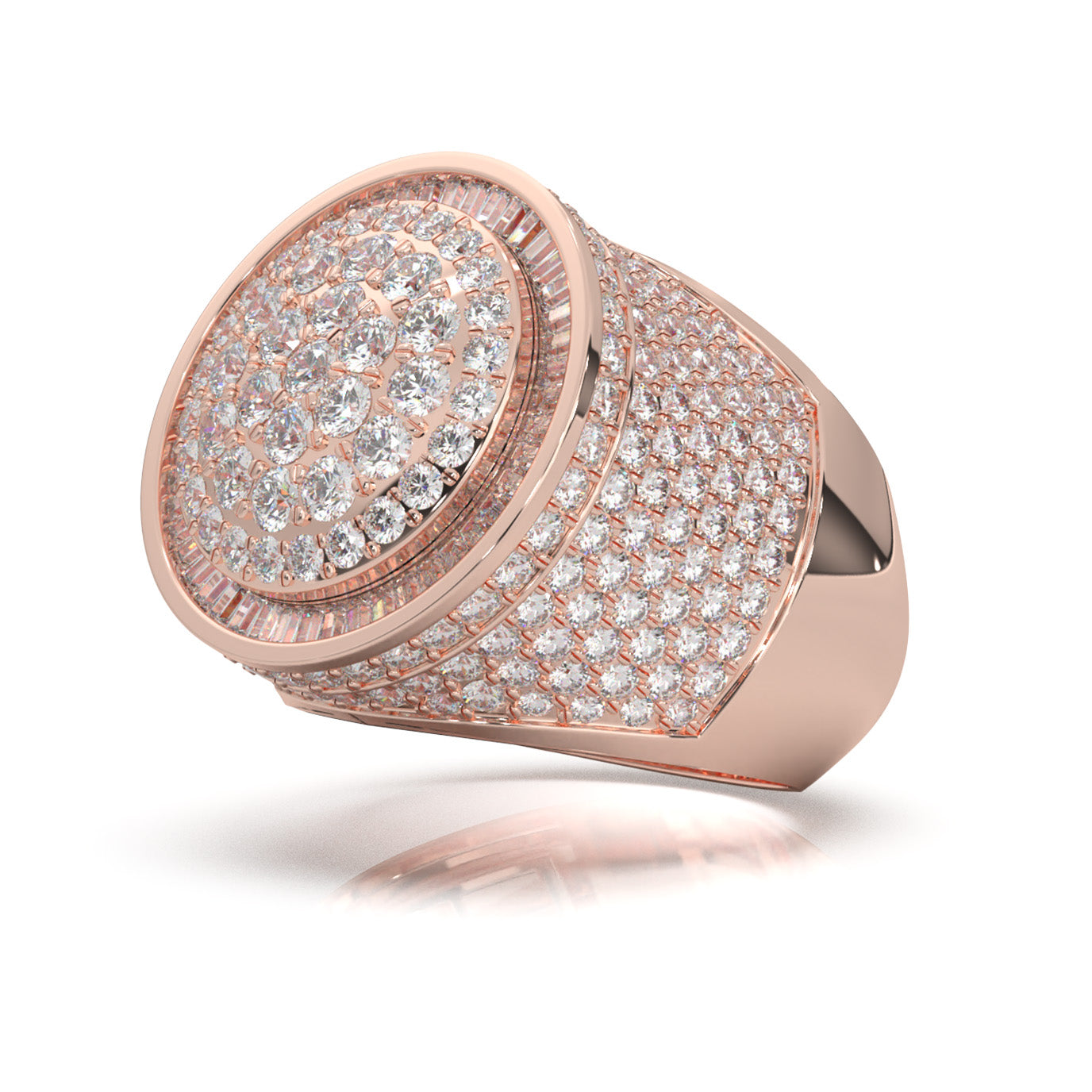 4.80 ct Moissanite Statement Mens Rings in 14k Rose Gold