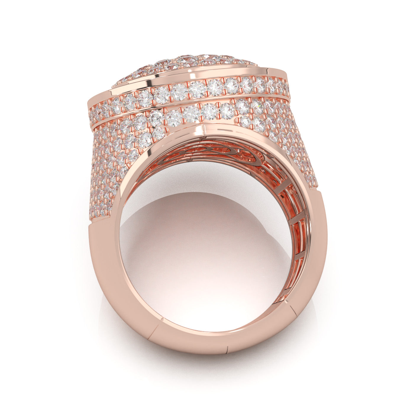 4.80 ct Lab Grown Diamond Statement Mens Rings in 14k Rose Gold