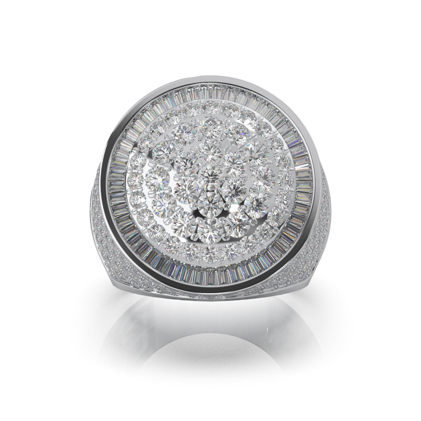 4.80 ct Moissanite Statement Mens Rings in 14k White Gold