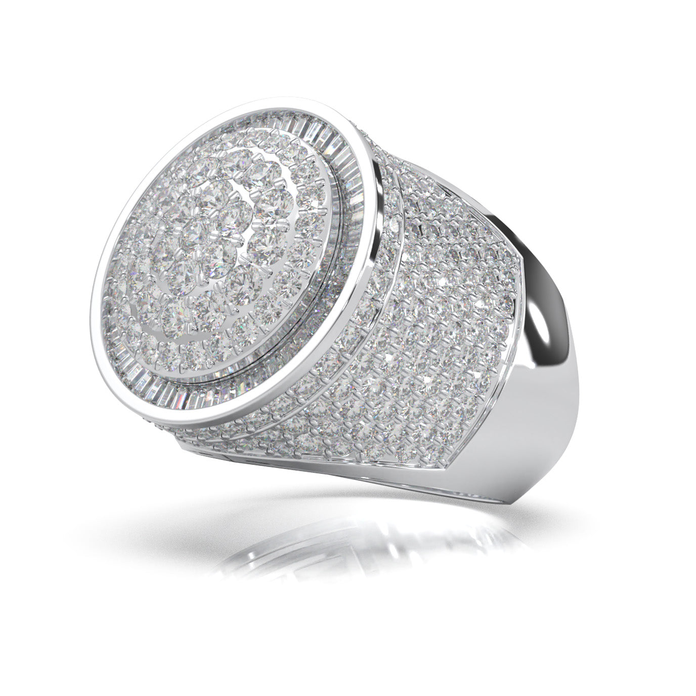 4.80 ct Moissanite Statement Mens Rings in 14k White Gold