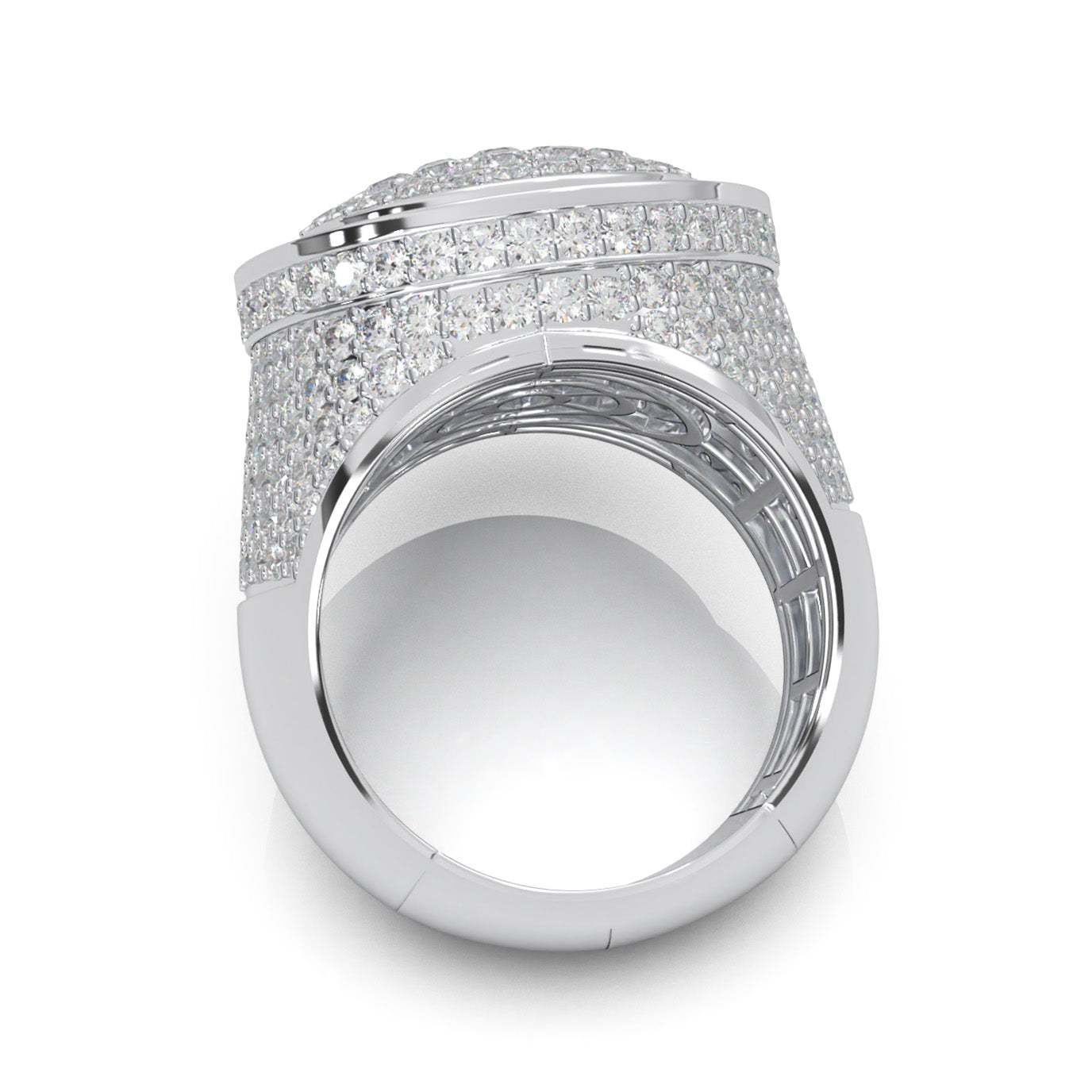 4.80 ct Moissanite Statement Mens Rings in 14k White Gold