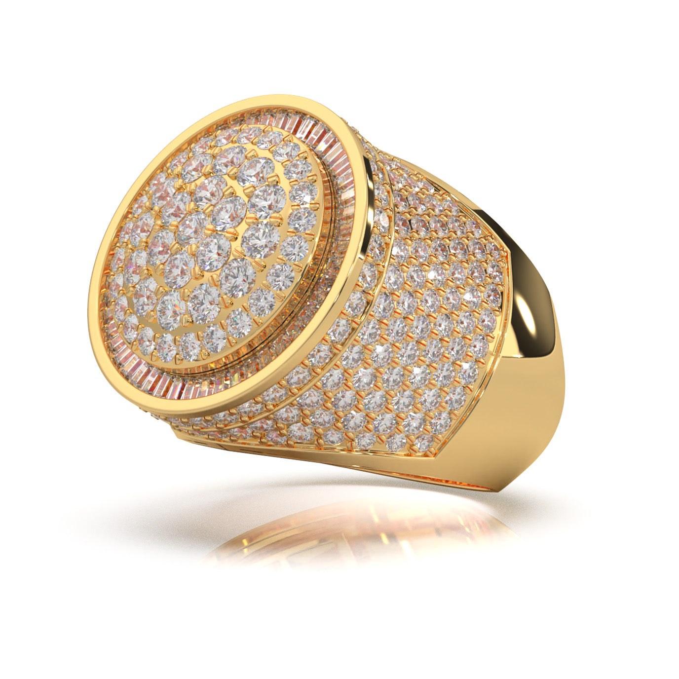 4.80 ct Lab Grown Diamond Statement Mens Rings in 14k Yellow Gold