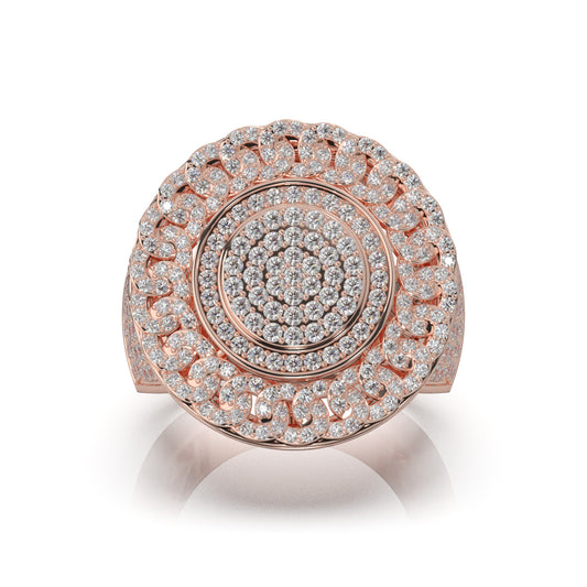 2.90 ct Lab Grown Diamond Statement Mens Rings in 14k Rose Gold