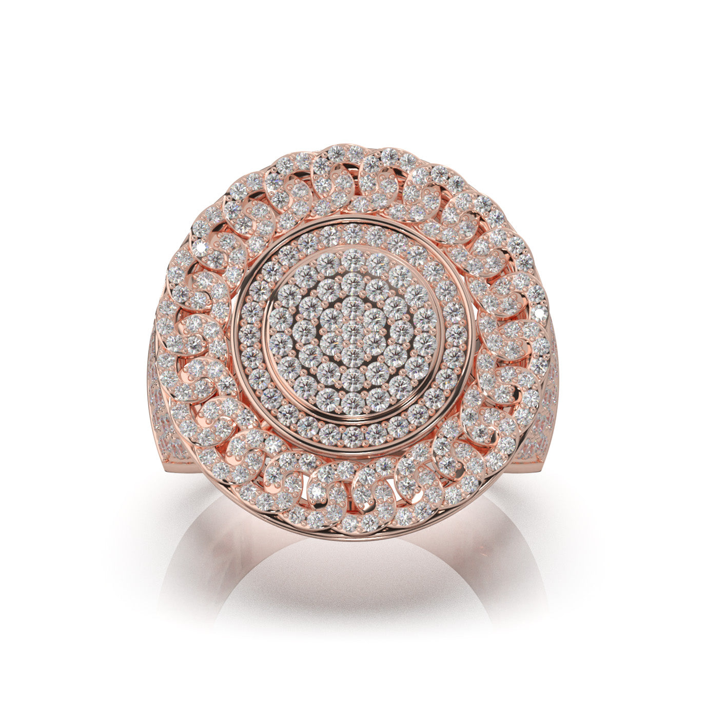 2.90 ct Moissanite Statement Mens Rings in 14k Rose Gold