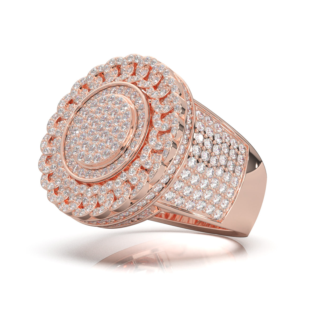 2.90 ct Natural Diamond Statement Mens Rings in 10k Rose Gold