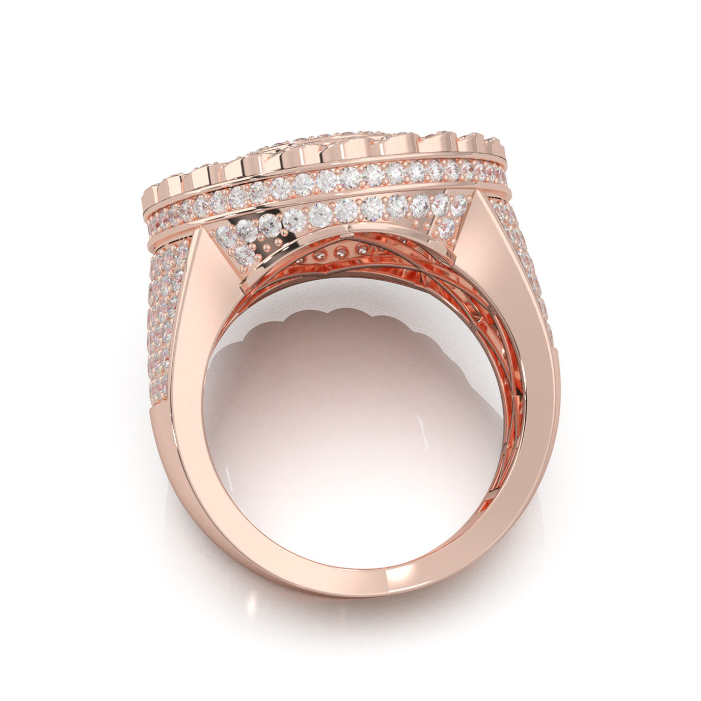 2.90 ct Moissanite Statement Mens Rings in 14k Rose Gold