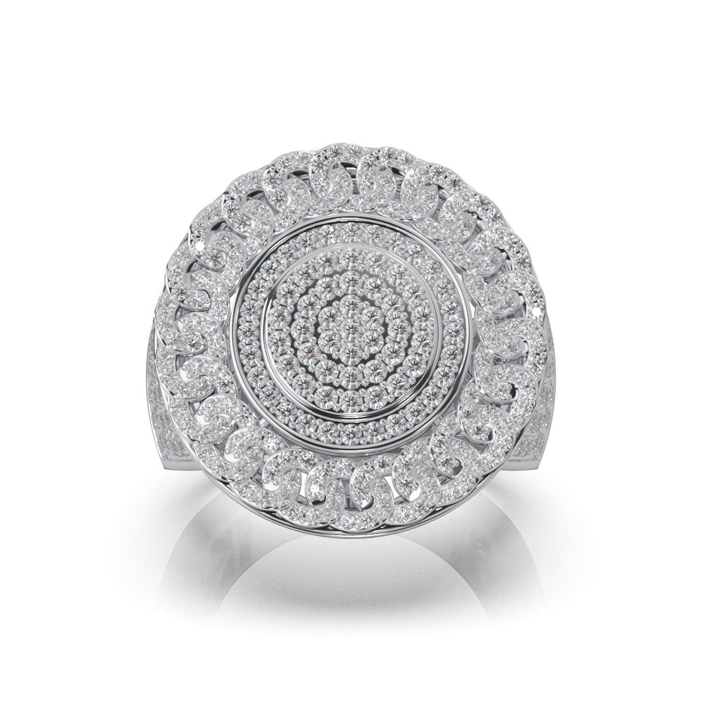 2.90 ct Lab Grown Diamond Statement Mens Rings in 14k White Gold