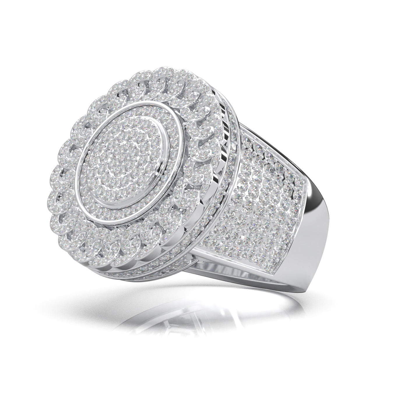 2.90 ct Moissanite Statement Mens Rings in 10k White Gold