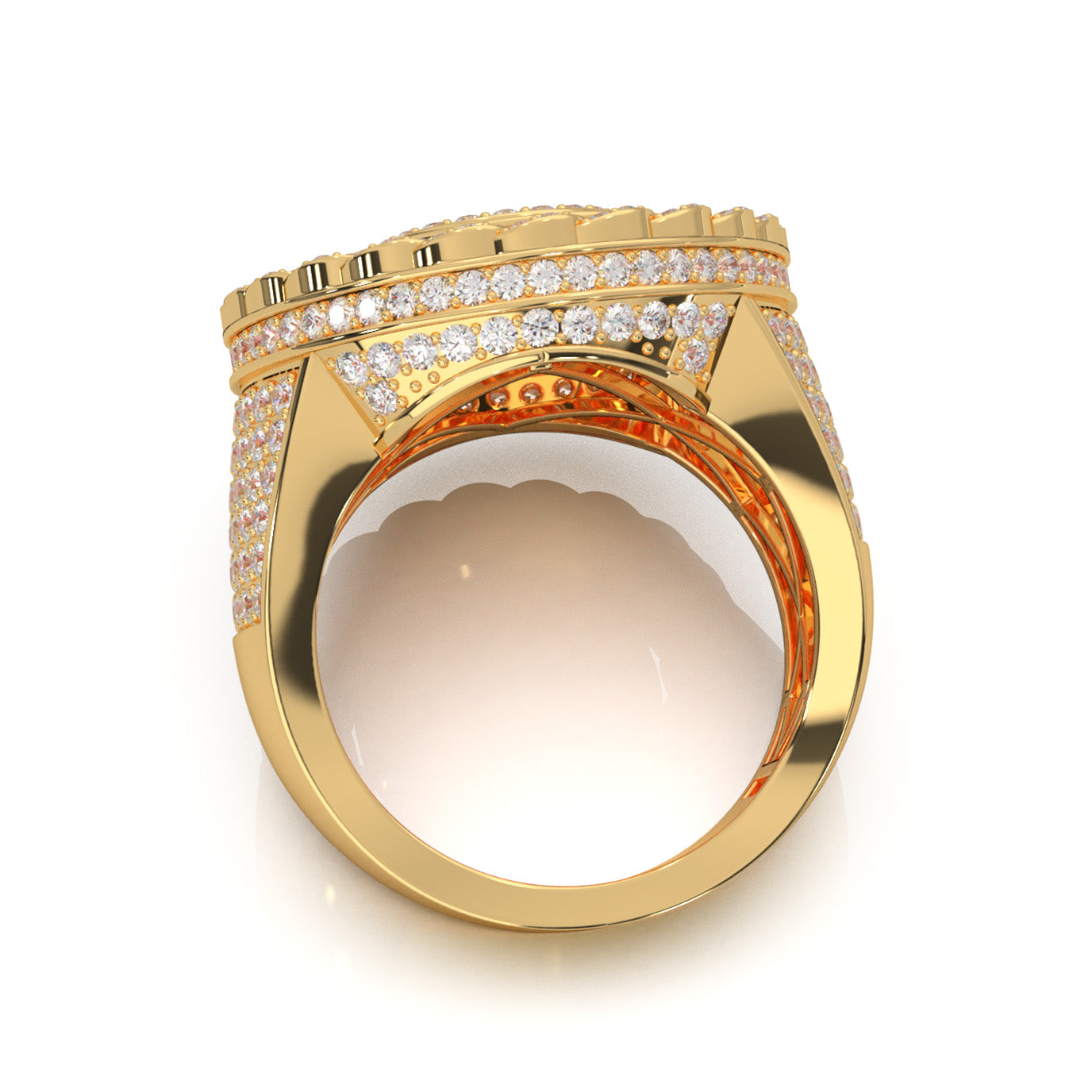 2.90 ct Moissanite Statement Mens Rings in 14k Yellow Gold