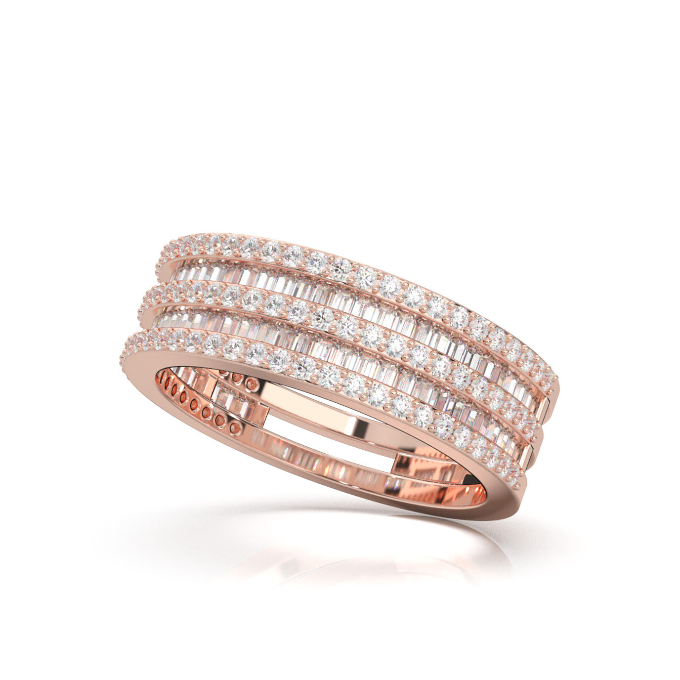 1.30 ct Moissanite Wedding Bands in 14k Rose Gold